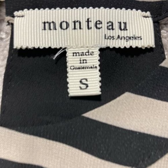 Monteau Women's Striped Black and Beige Layered Tank Top Blouse, Size Sm… - Picture 2 of 7